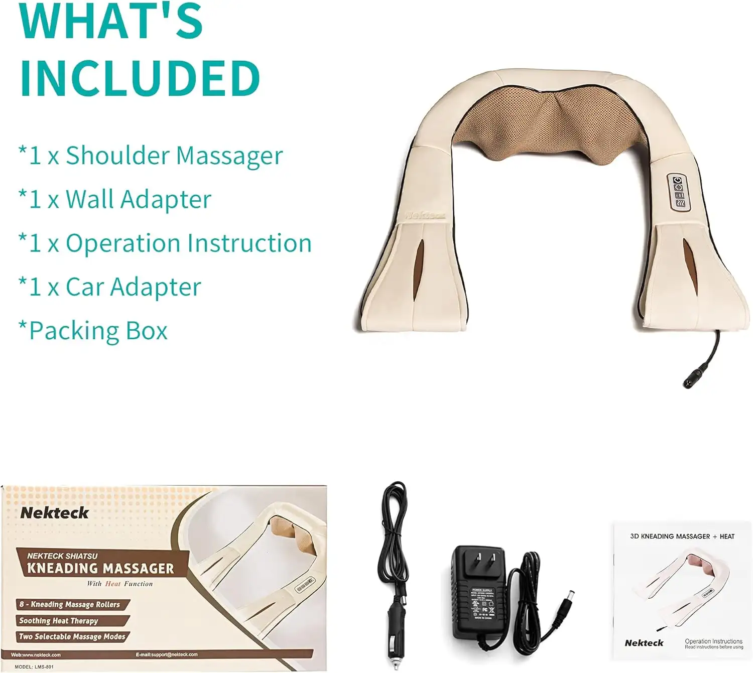 Nekteck Shiatsu Neck and Back Massager with Soothing Heat Office and Home Use - 71vidW0TXES._AC_SL1500_